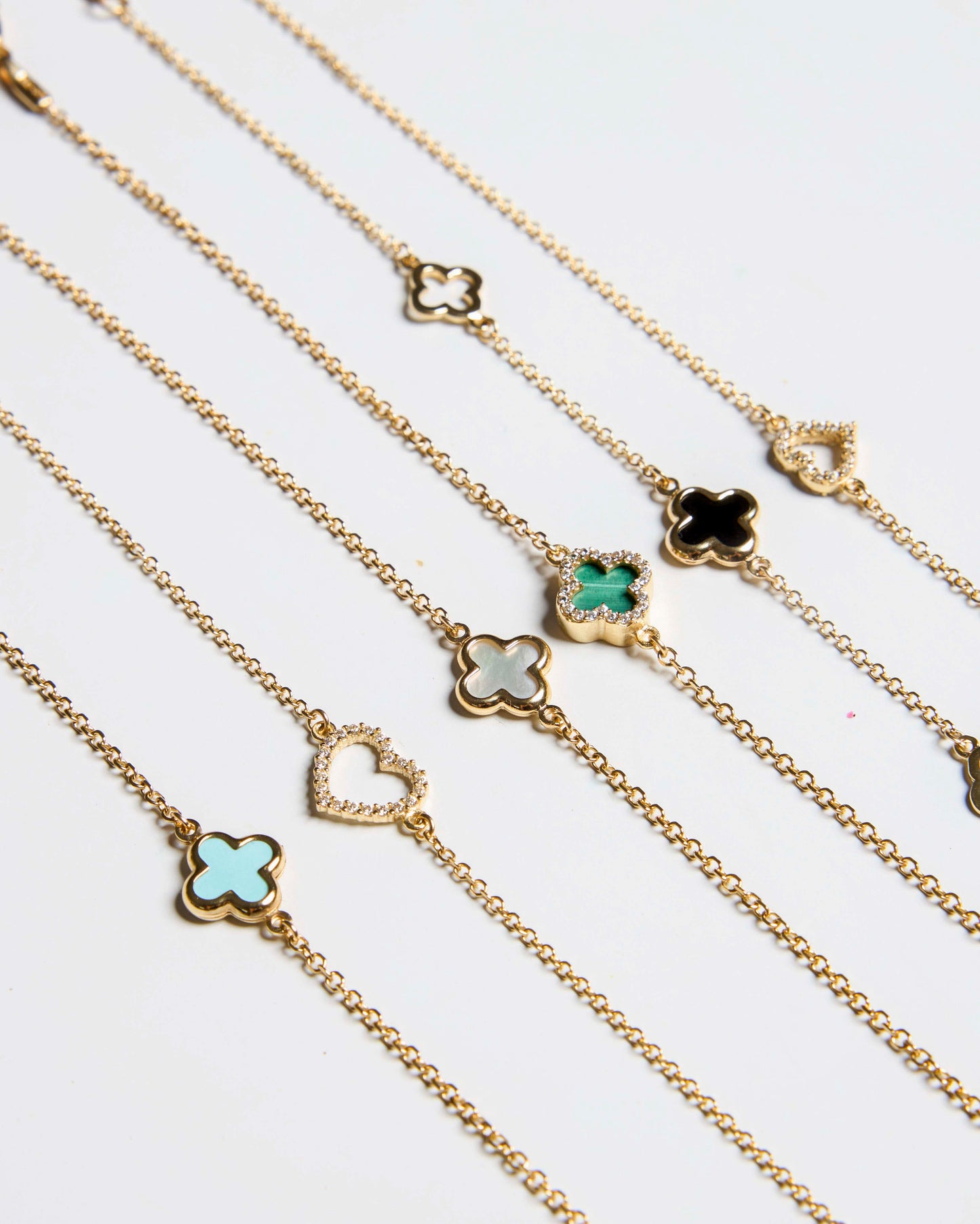 9ct Solid Gold Onyx Clover Bracelet **Back Soon**