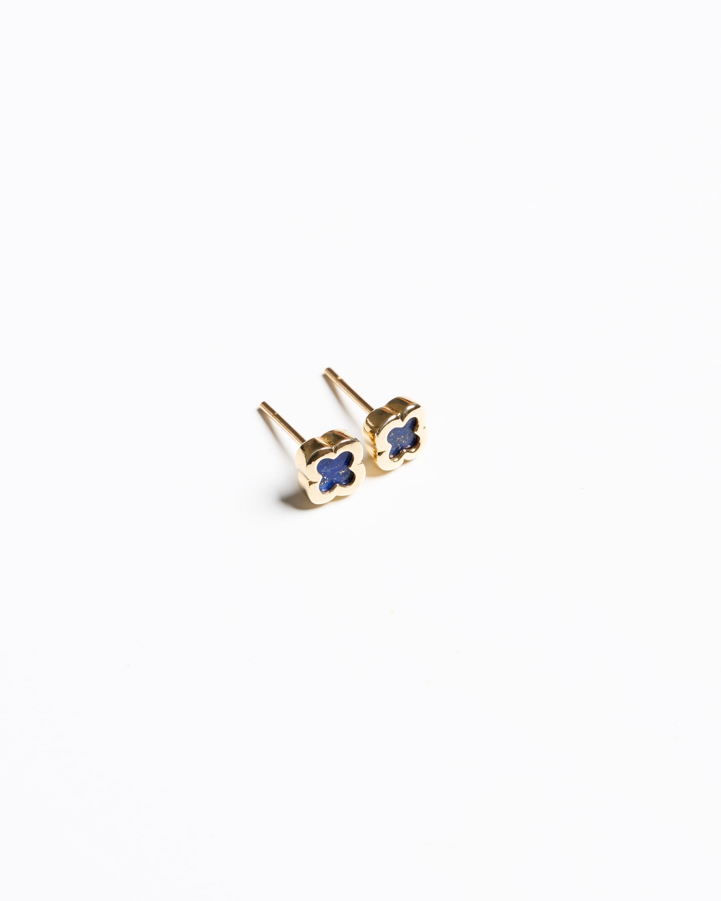 9ct Solid Gold Clover Earrings with Lapis Lazuli